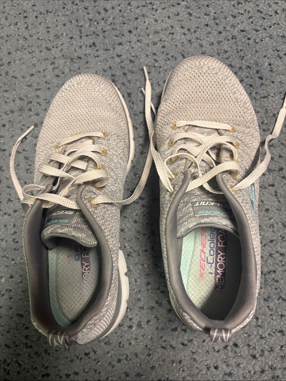 Skechers Women's Gray Knit Memory Foam Sneakers with Mint Insole
